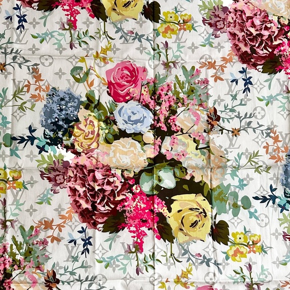 Louis Vuitton Floral Multicolor Monogram Square Bandana Scarf - Picture 7 of 12